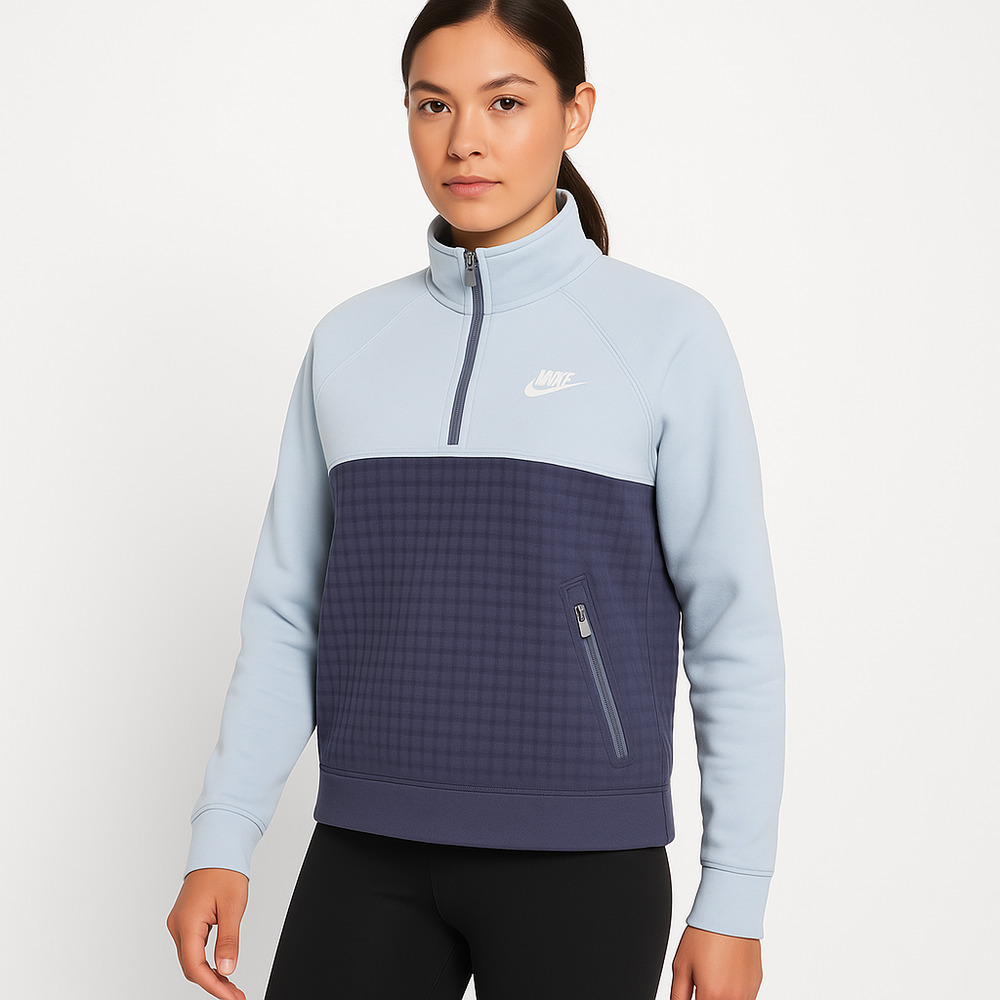 Nike Colorblock Halfzip Nike Logo Long Sleeve Pullover Womens Medium‎
